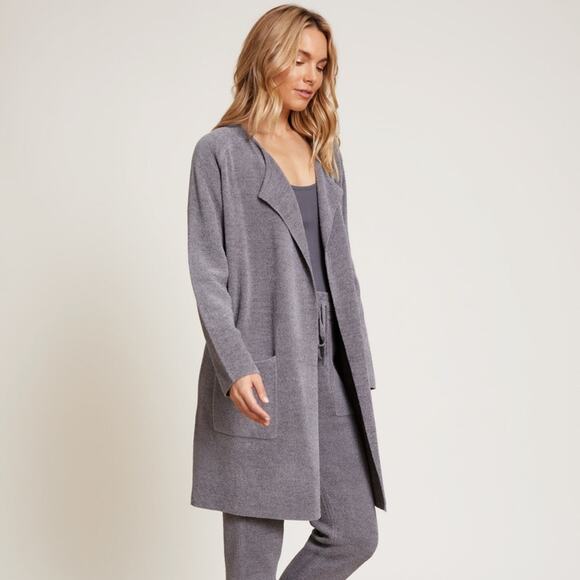 Barefoot Dreams CozyChic Ultra Lite Wide Collar Jacket Gray Size Medium - Picture 1 of 12